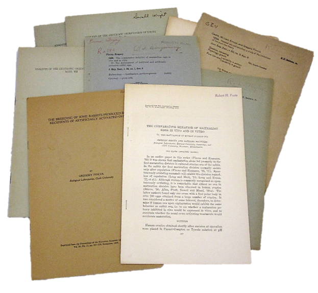 Item #15237 Collection of 10 Exceptional and Extremely Rare Offprints by Gregory Pincus, Documenting his Research Leading up to the Creation of the Birth Control Pill. Gregory Pincus.