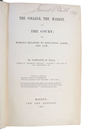 First Edition of an Important Early Treatise on Women in the Public Sphere (1867).