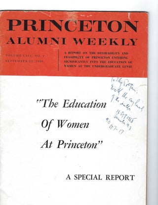 Item #15971 Special Report from 1968 that Opened Princeton to Women, Inscribed by the Author....