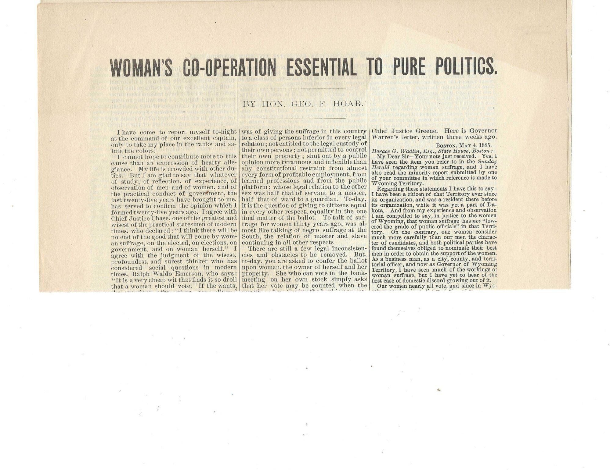 Women Suffrage Broadside Woman's Participation is Necessary to Cleanse ...
