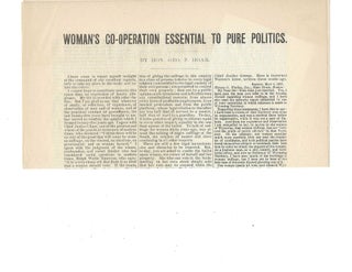 Item #15981 Woman's Co-Operation Essential to Pure Politics. George Hoar