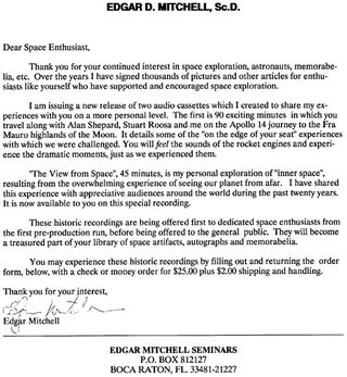 Item #1601 Astronaut Edgar Mitchell Document Signed. Edgar Mitchell