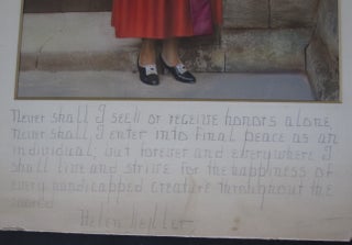 Helen Keller Very Large Color Photograph in her Graduation Regalia Signed and Inscribed with a Quote on Collective Disability Rights