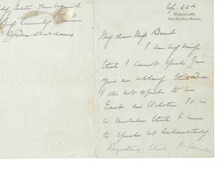 Nobel Prize Winner, Suffragist Jane Addams’ Autograph letter signed. Jane Addams.