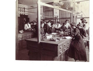 Item #16190 Original Photograph of Female Students Studying Electricity 1905. Women in Sciences,...