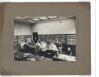 Item #16204 Only Woman in Laboratory - Pharmacological Class with One Woman Student, 1900. Women...