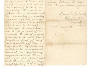 Letter to a Woman Doctor Inquiring About Marriage Prospects, 1895 "I wish to correspond with a lady physician ... my object is honorable, I will marry if I find one to suit me..."