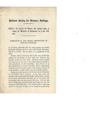 Item #16230 Rare, Influential, the London National Society for Women's Suffrage, 1870. English...