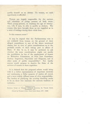 1905 Pro-Women Suffrage Handbill Asks "Women's Suffrage Societies: What is their Purpose?"