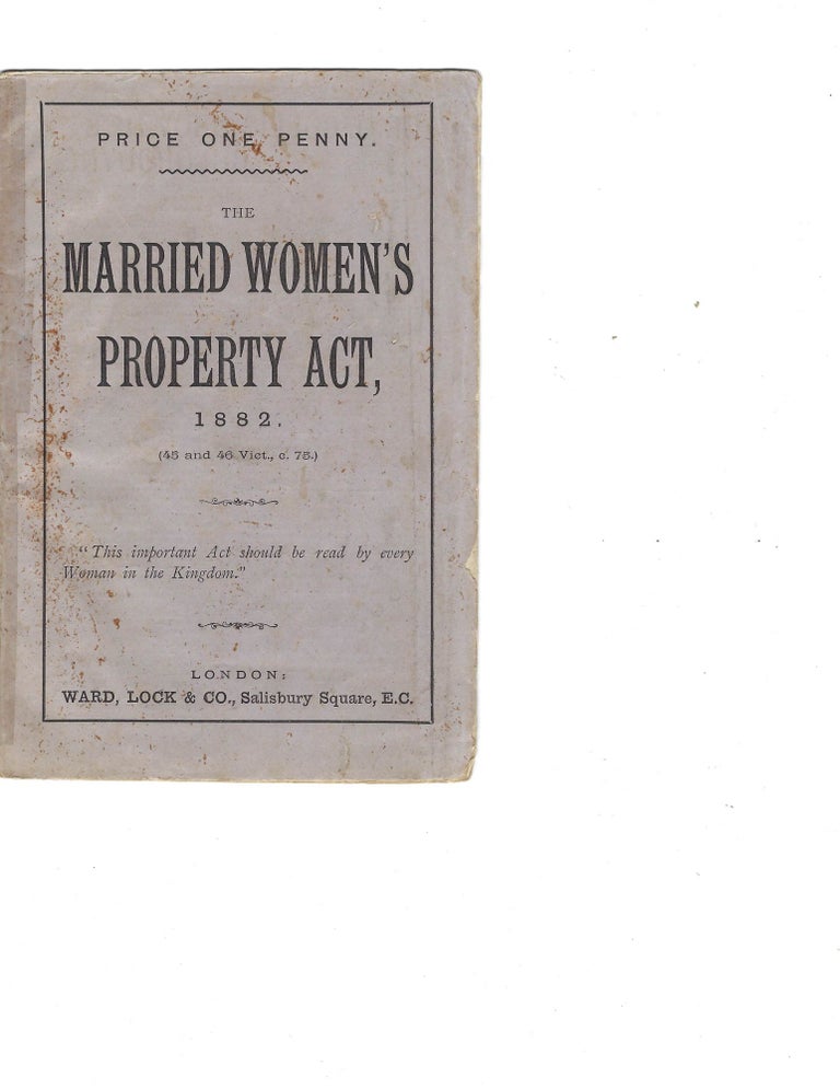Item #16242 1882 Document Outlines For the First Time Full Financial Independence for Married Women. Women Property Rights.