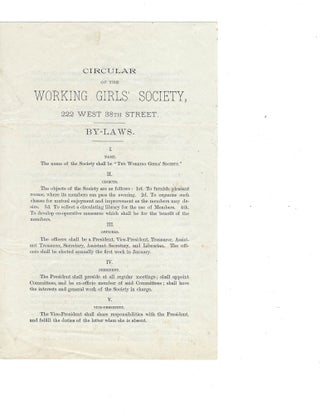 Item #16266 The Working Girls' Society: One of NY's First Organizations for Working Women Bylaws,...