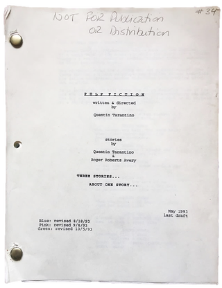 Extremely Rare Production Movie Script of Tarantino's Pulp Fiction, One of the Most Important. Quentin Tarantino.