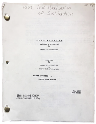 Item #16294 Extremely Rare Production Final Draft Script of Tarantino's Pulp Fiction, A Year...