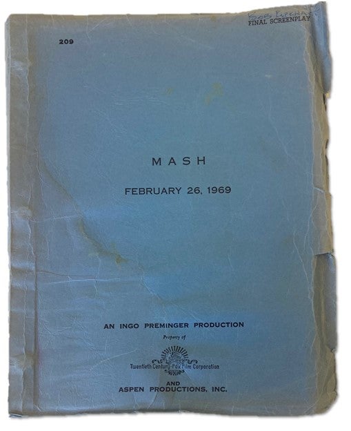 Item #16297 Rare Screenplay Movie Script of M*A*S*H, One of the Most Important Films of the 21st Century. Robert Altman.
