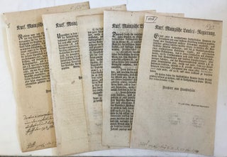 Item #16326 Four 18th century decrees for Mainz School of Midwifery. midwives Women
