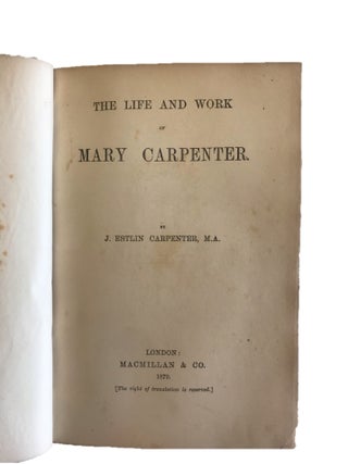 Mary Carpenter Book with Autograph Letter Signed