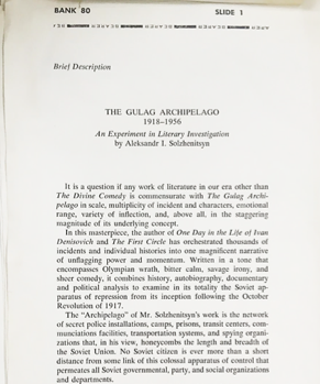 Item #16343 Solzhenitsyn’s Uncorrected Proof of The Gulag Archipelago, the Book that Helped...