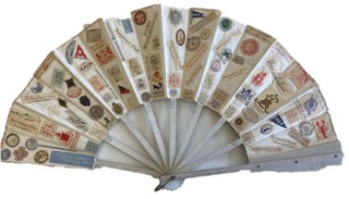 Item #16390 Vintage 1900s Wellesley College Girl Handheld Fan with 150 image pasted on, many...