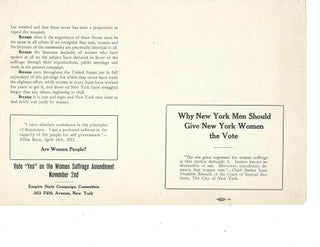 Item #16433 Pro-suffrage pamphlet, Why New York Men Should Give Women the Vote, 1915. Women...