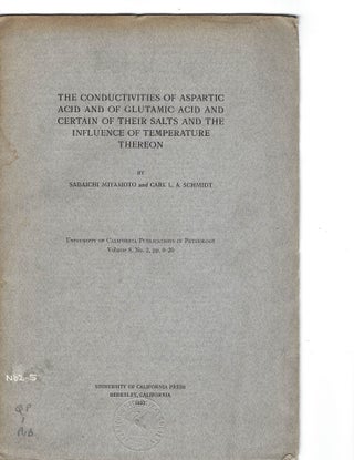 Item #16440 Sadaichi Miyamoto, "The Conductivities of Aspartic Acid," 1932. Sadaichi Miyamoto