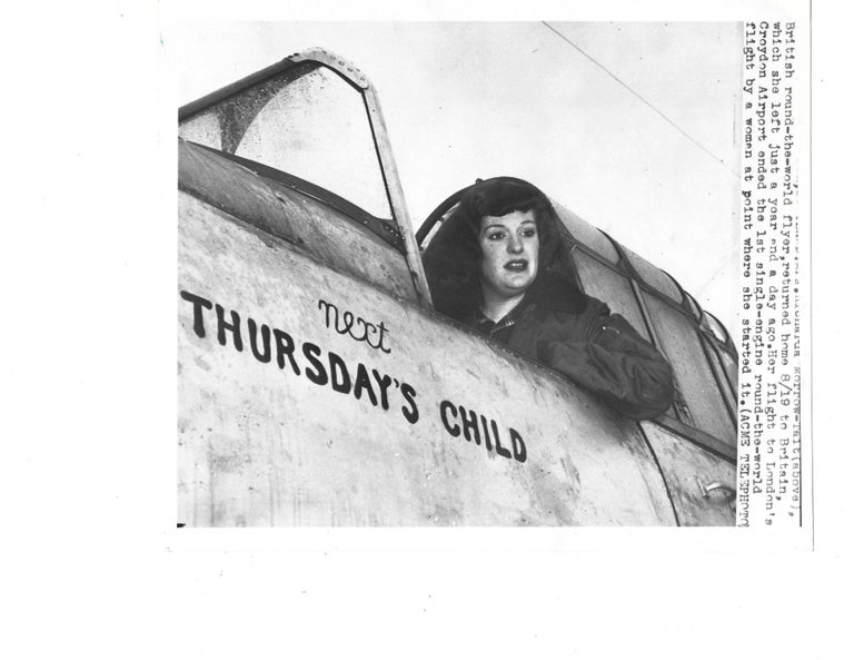Item #16475 First woman pilot to fly around the world, 1949. Aviation Record Morrow-Tait.