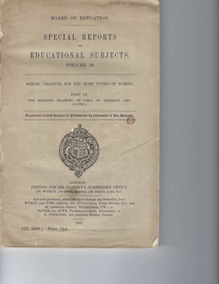 Item #16498 Expanding studies to legal and economic problems at housewifery schools, 1907....