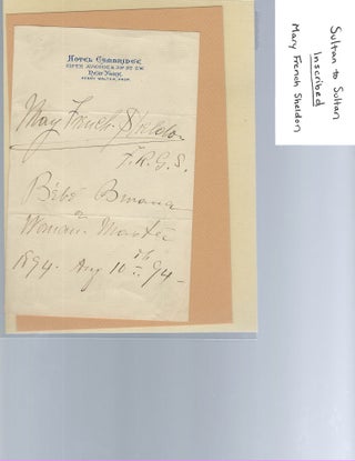 Female Explorer Mary French-Shelton, Signed book Sultan to Sultan, 1892. Mary French-Shelton.