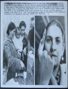 Item #16532 Colombian Women&rsquo;s History, Women Vote for the First Time in National Plebiscite, 1957. Colombia, Women&rsquo;s Suffrage.