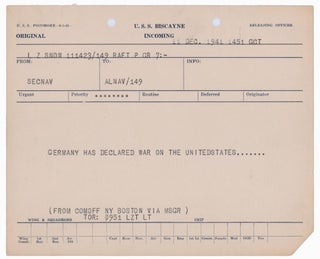 Item #16563 "GERMANY HAS DECLARED WAR ON THE UNITED STATES" Original W.W.II US Navy...