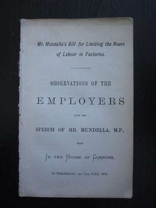 Item #16564 Bill for Limiting Child workers Hours in Factories, 1873. Women Employment, Child Labor