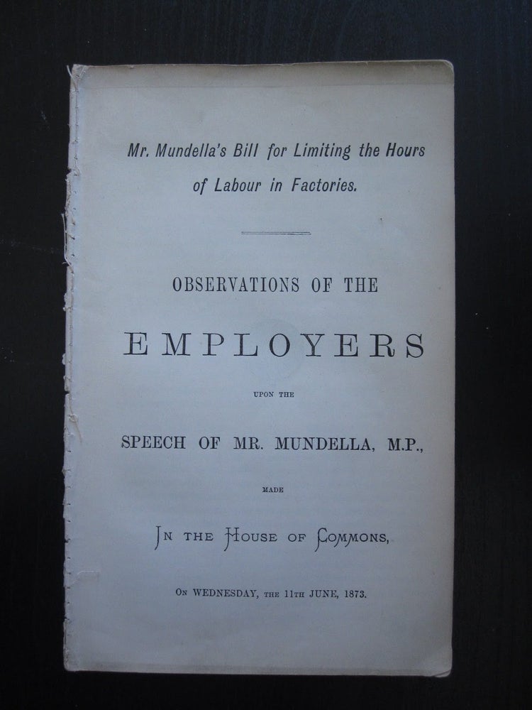 Item #16564 Bill for Limiting Child workers Hours in Factories, 1873. Women Employment, Child Labor.