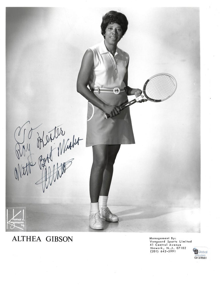 Item #16663 African-American Tennis Legend Althea Gibson Signed Photo. Tennis, Althea Gibson.