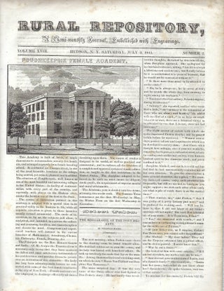 Women's Educational Movement. Rural Repository News Journal, 1841 [ Poughkeepsie Female Academy. Poughkeepsie 19 cent Women Education.