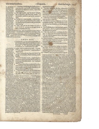 1597 Geneva Bible Leaf: Book of Romans 13:11-15:19 "Brotherly Love"