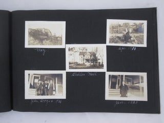 Vintage Photo Album of Young Woman who Visits Colleges including Colby College and University of Maine and Travels around Maine, includes sports and a bi-wing airplane. 1912-1920