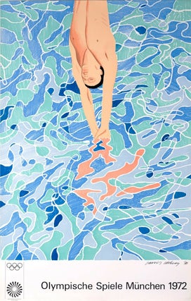 Item #16838 David Hockney large poster Swimming Pool Diver Splash 1972. David Hockney