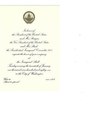 Item #16893 Reagan Bush 1985 Presidential Inauguration Invitation Packet. Ronald Reagan
