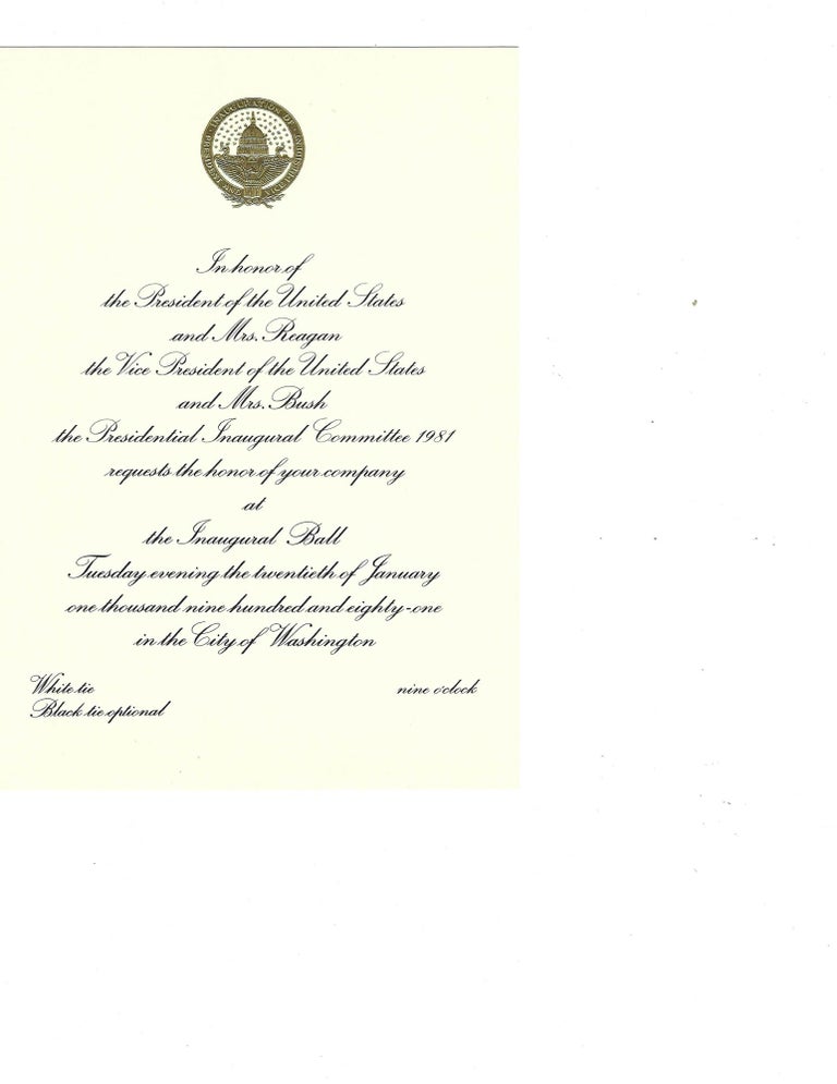 Item #16893 Reagan Bush 1985 Presidential Inauguration Invitation Packet. Ronald Reagan.