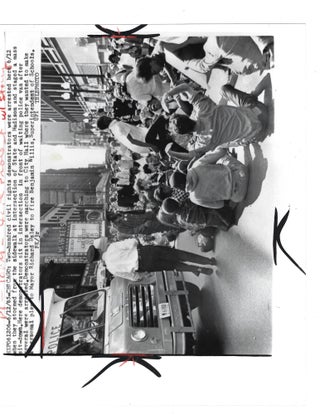 Item #16930 Original Photo Civil Rights Protesters Shut Down Major Intersection in Chicago, 1965....