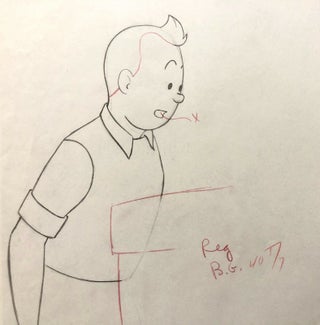 Item #17045 Tintin Original Animation Production Drawing - 1959. Tintin Herge