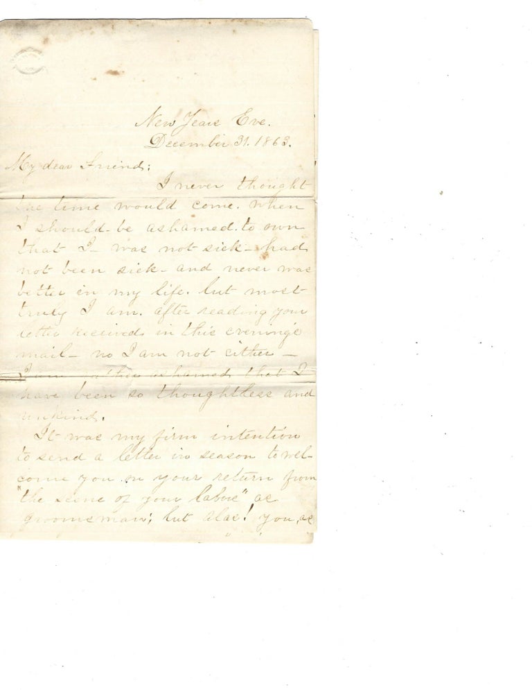 Item #17071 Girl Student at Ipswich Female Seminary in 1863 writes a 14-page letter manuscript on Her Student Life and Her Literary Ambitions. Girl Student Life 19th c. Women Education.