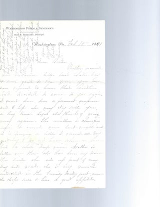 Item #17088 Handwritten Letter from Principal at Washington Female Seminary, One of the early...