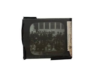 Item #17100 19th cent Iran Qajar era Magic Lantern Slide of School and students. Persia Iran...