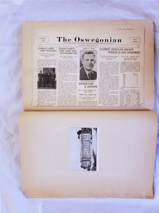 Scrapbook from Woman Studying at Oswego State Teachers College, 1939-1942 with 142 pieces of ephemera, report cards, correspondence, clippings