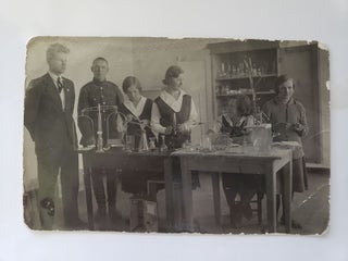 Item #17142 Photo Schoolgirls Perform Science Experiments, c. 1920s. Girls' Education, Europe