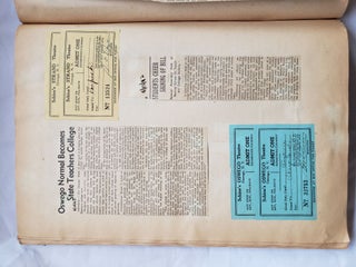 Scrapbook from Woman Studying at Oswego State Teachers College in NY, 1941-1942 with 155 pieces of ephemera, report cards, notes, newspaper clippings