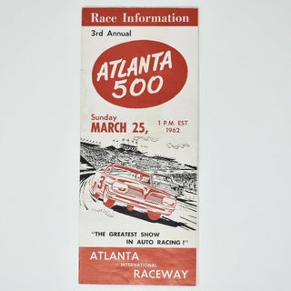 Item #17199 Vintage 1962 Third Annual NASCAR Atlanta 500 Georgia Raceway. Third Annual NASCAR...