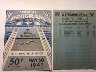 Item #17201 1947 Indianapolis 500 Program And Scorecard. 1947 Indianapolis 500 Indianapolis Motor...