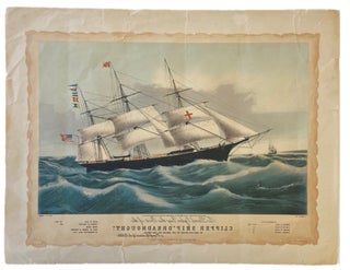 Item #17248 Two Ocean Yachts 19 century Antique lithographs. Currier Ocean Yacht, Ives