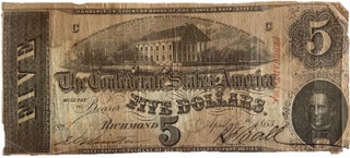 Item #17368 Confederate $5 Note, Hand Signed, 1863. Confederate